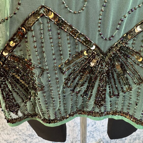 Yellow Chair Beaded Sheer Art Deco Vest - L - Picture 6 of 10